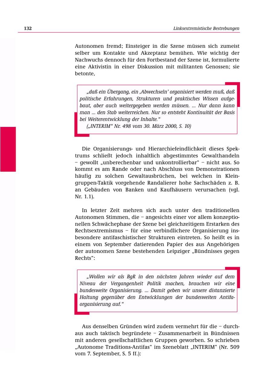 Seite 133 des Verfassungsschutzbericht 2000 Bund