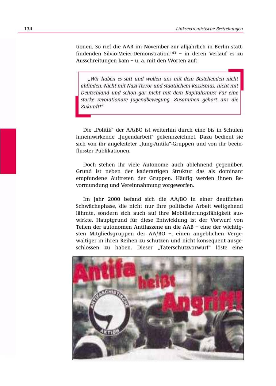 Seite 135 des Verfassungsschutzbericht 2000 Bund