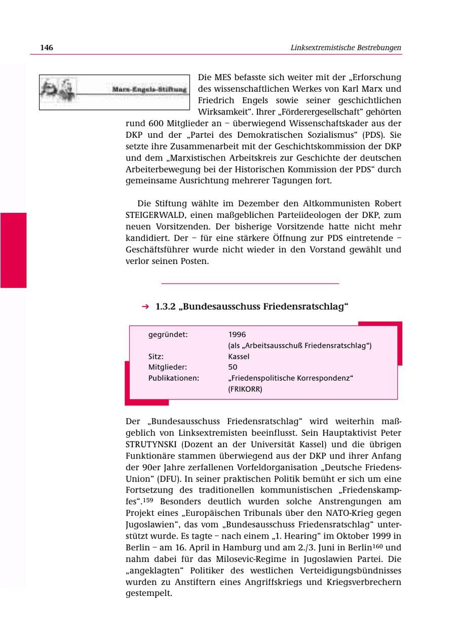 Seite 147 des Verfassungsschutzbericht 2000 Bund