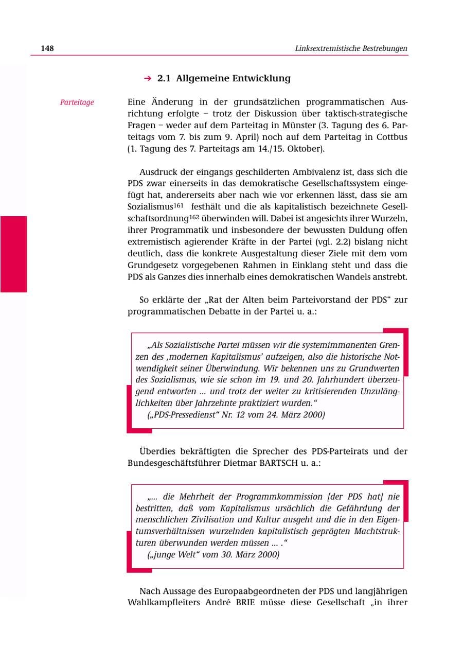 Seite 149 des Verfassungsschutzbericht 2000 Bund