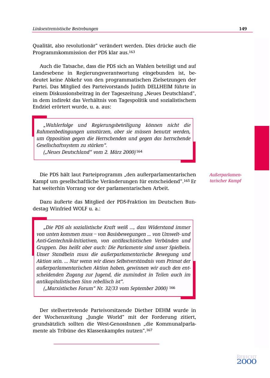 Seite 150 des Verfassungsschutzbericht 2000 Bund