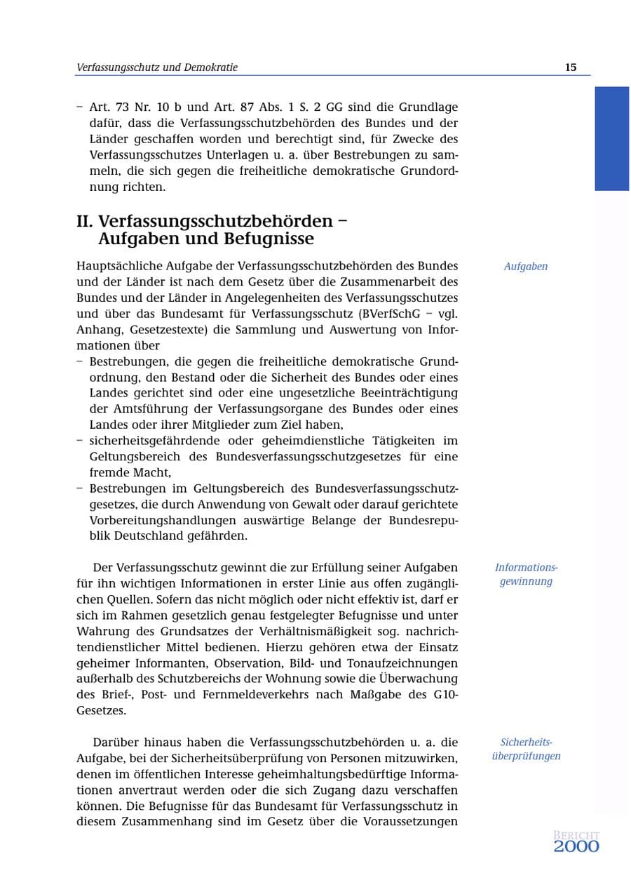 Seite 16 des Verfassungsschutzbericht 2000 Bund