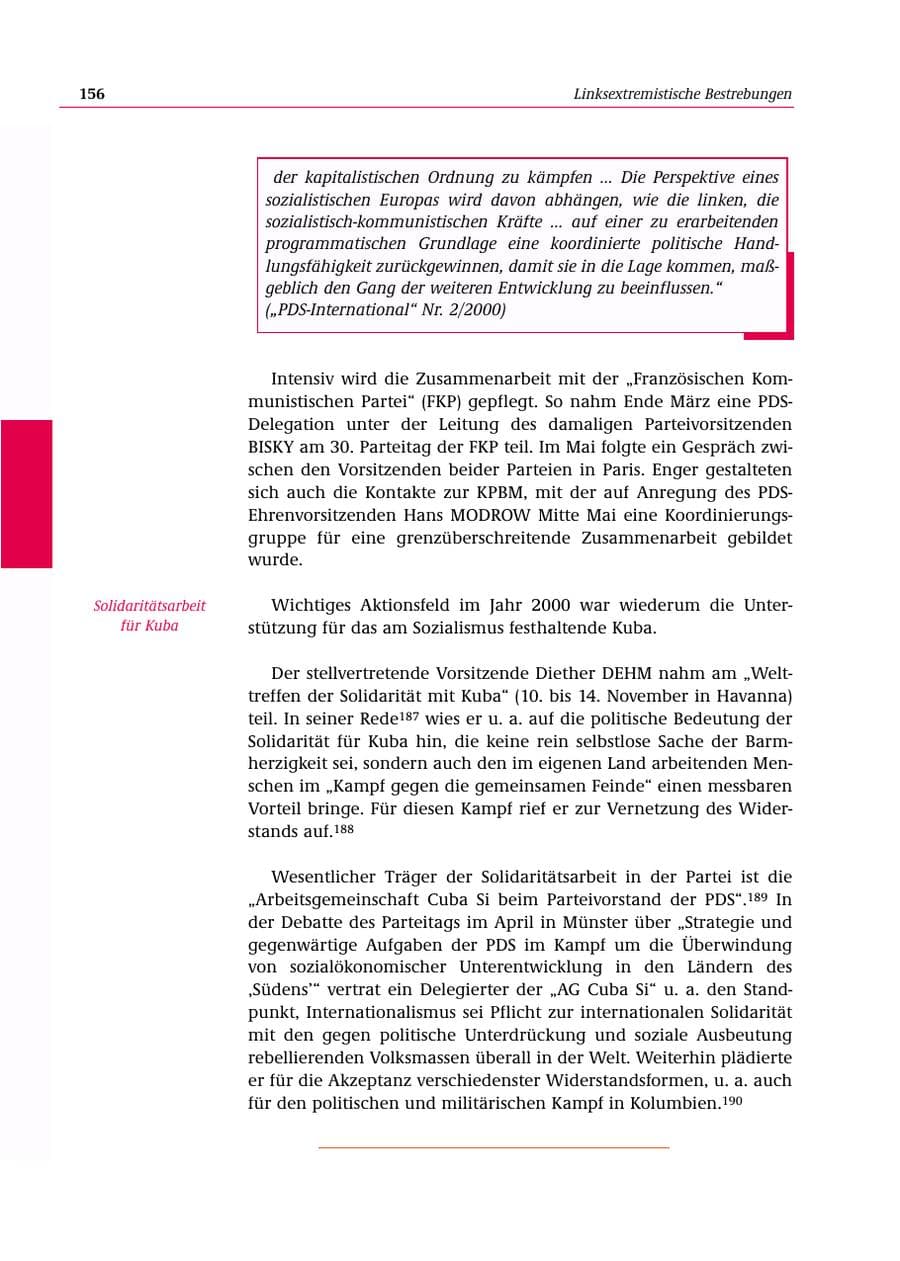 Seite 157 des Verfassungsschutzbericht 2000 Bund