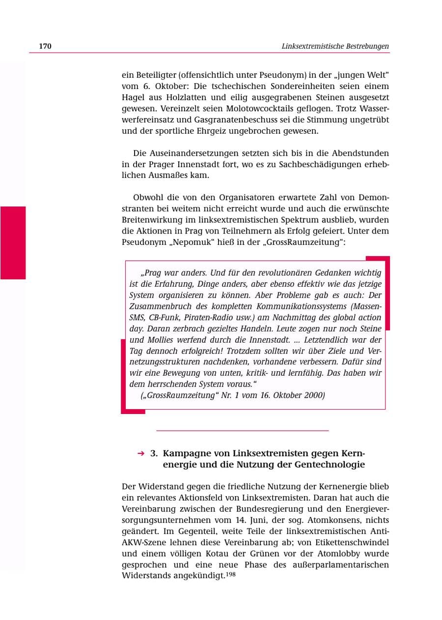 Seite 171 des Verfassungsschutzbericht 2000 Bund