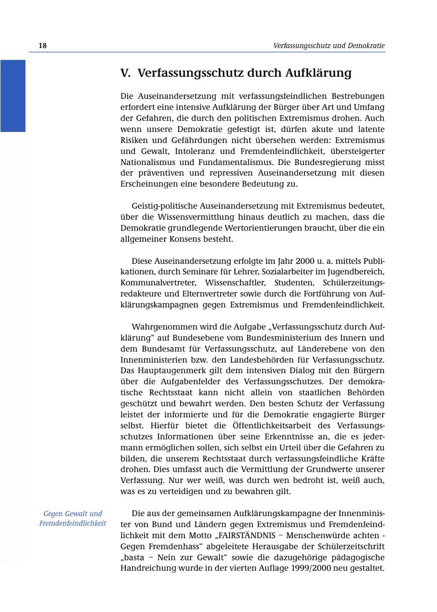 Seite 19 des Verfassungsschutzbericht 2000 Bund