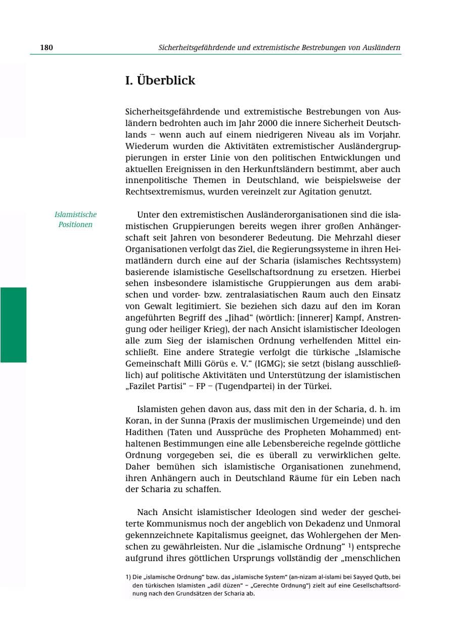 Seite 181 des Verfassungsschutzbericht 2000 Bund