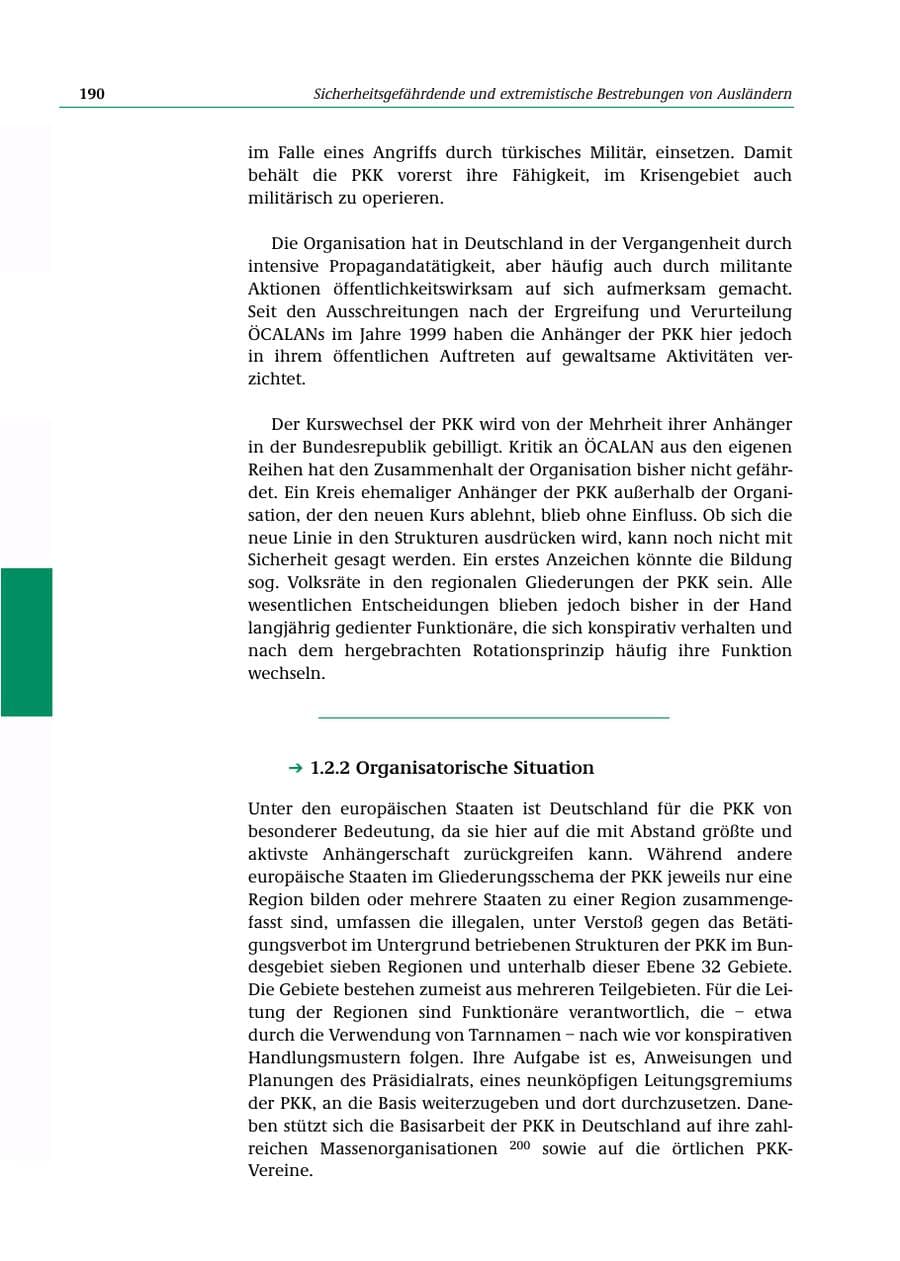 Seite 191 des Verfassungsschutzbericht 2000 Bund