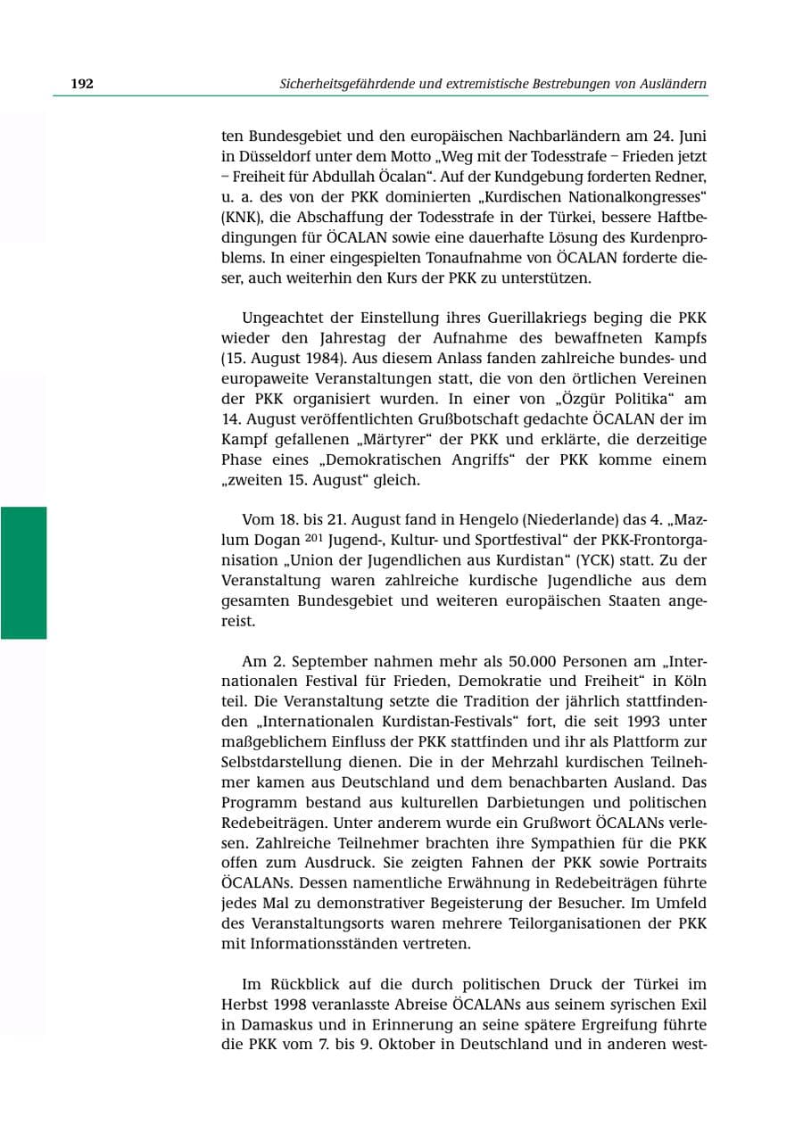 Seite 193 des Verfassungsschutzbericht 2000 Bund
