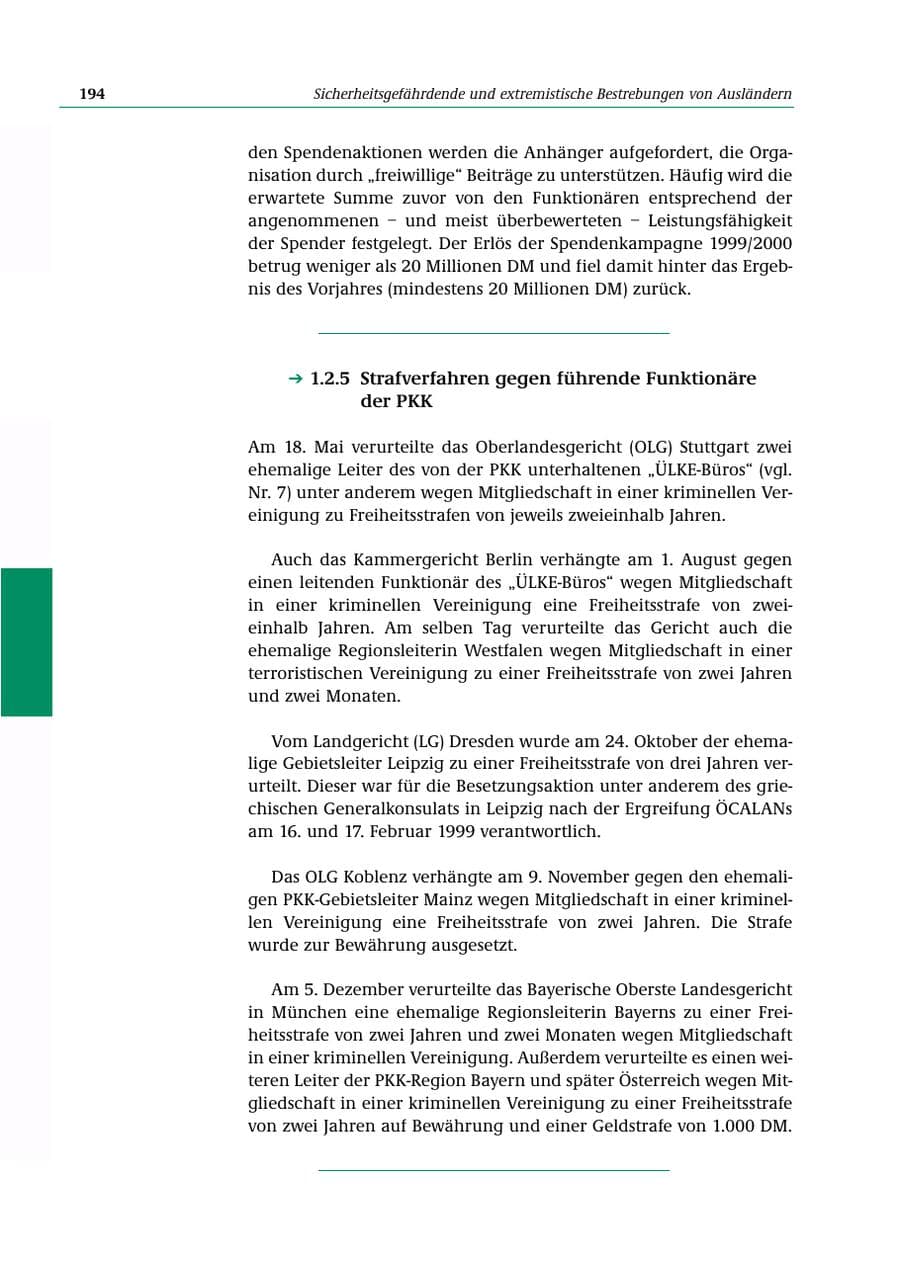 Seite 195 des Verfassungsschutzbericht 2000 Bund