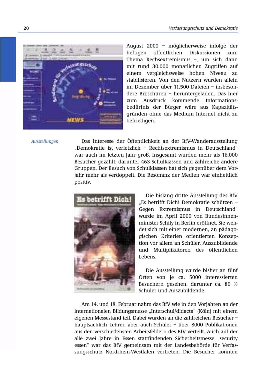 Seite 21 des Verfassungsschutzbericht 2000 Bund