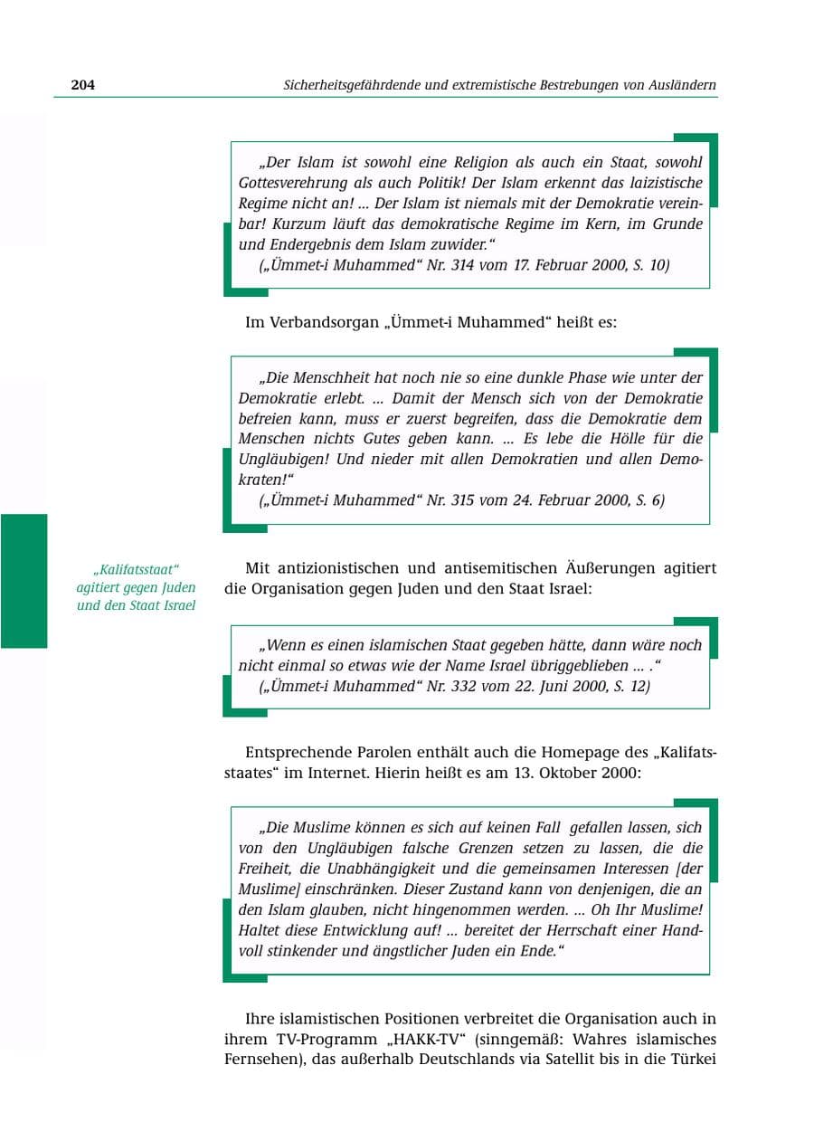 Seite 205 des Verfassungsschutzbericht 2000 Bund