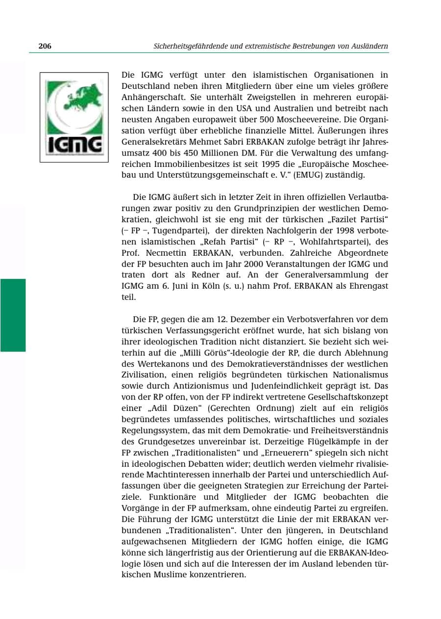 Seite 207 des Verfassungsschutzbericht 2000 Bund