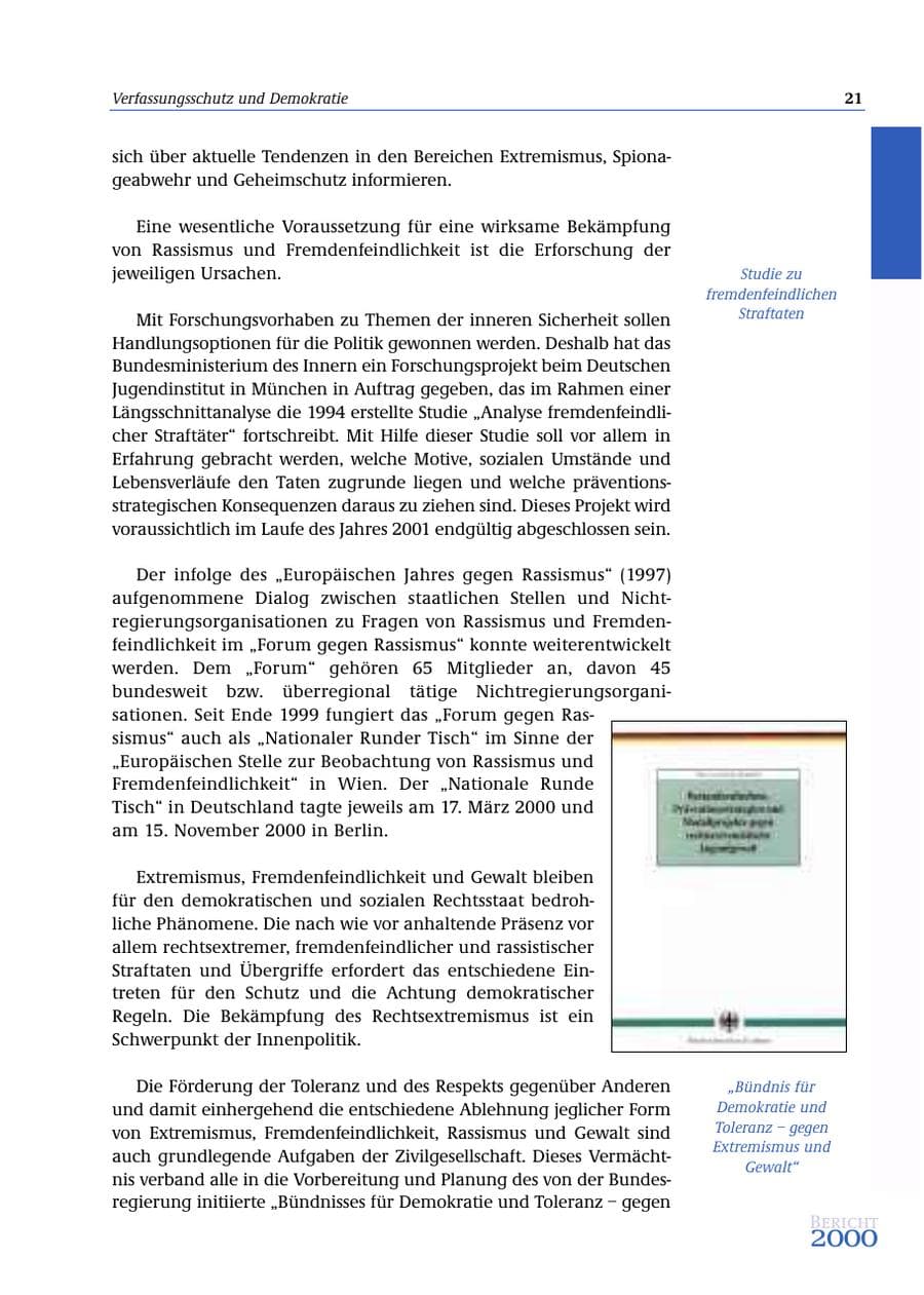Seite 22 des Verfassungsschutzbericht 2000 Bund