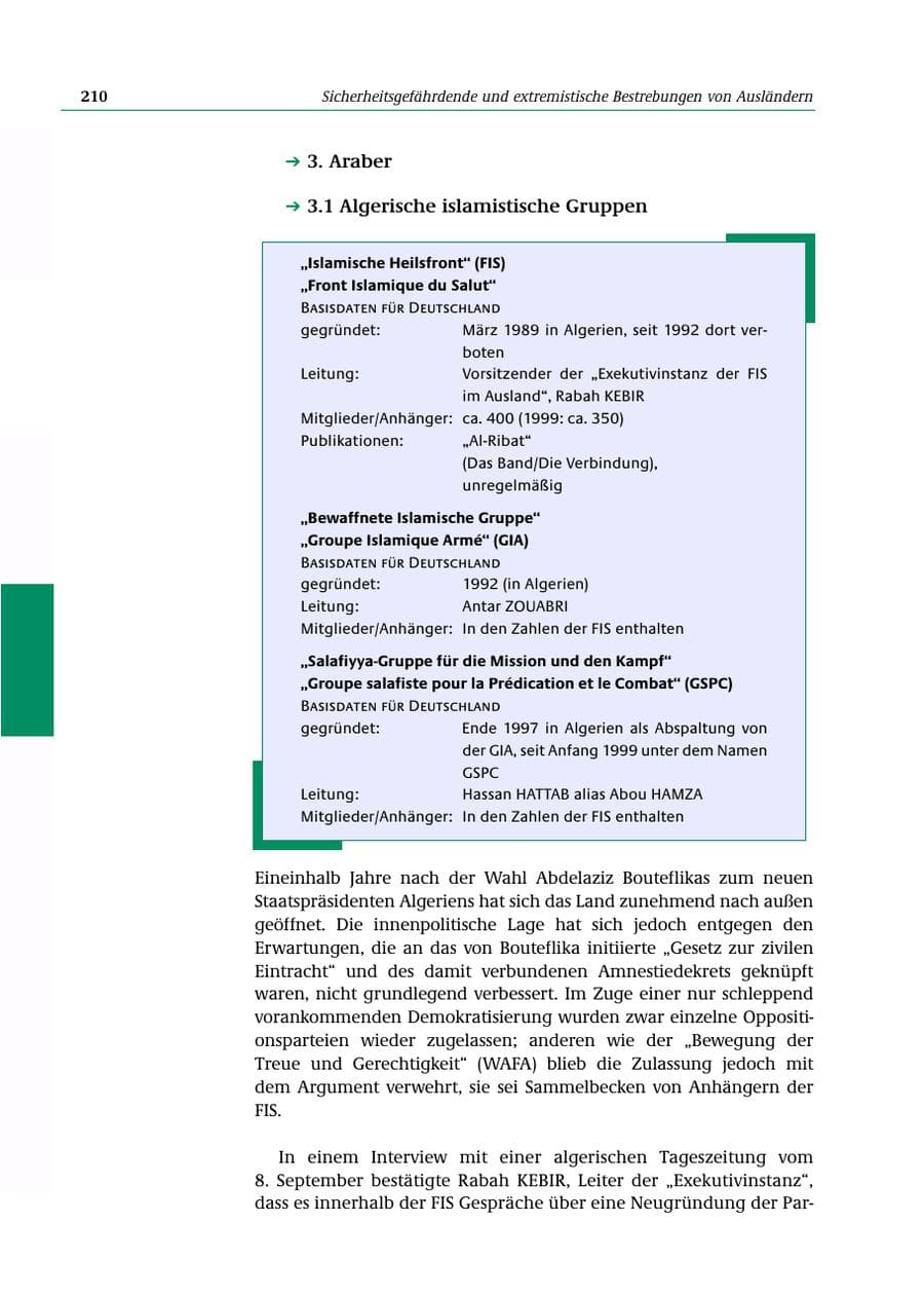 Seite 211 des Verfassungsschutzbericht 2000 Bund