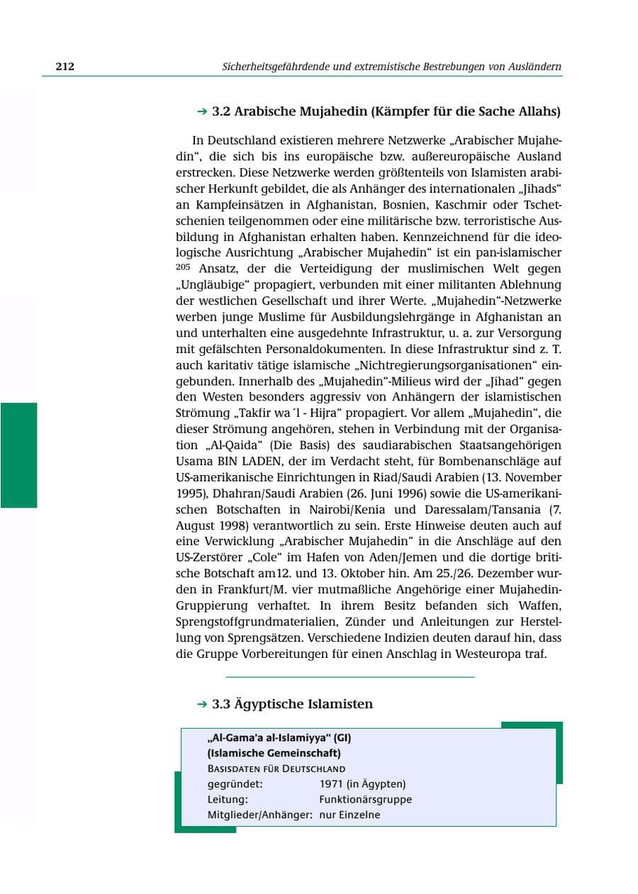 Seite 213 des Verfassungsschutzbericht 2000 Bund