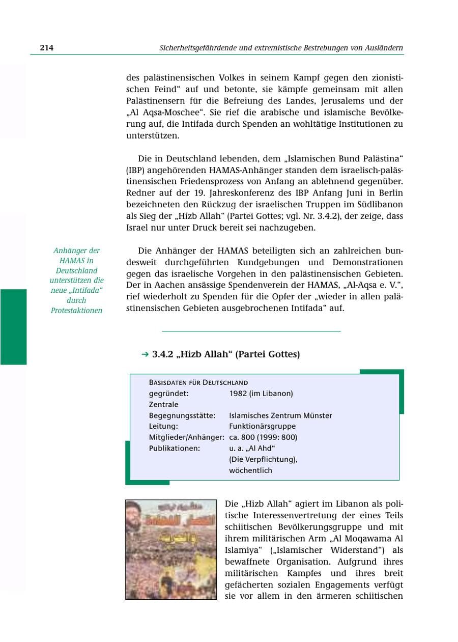 Seite 215 des Verfassungsschutzbericht 2000 Bund