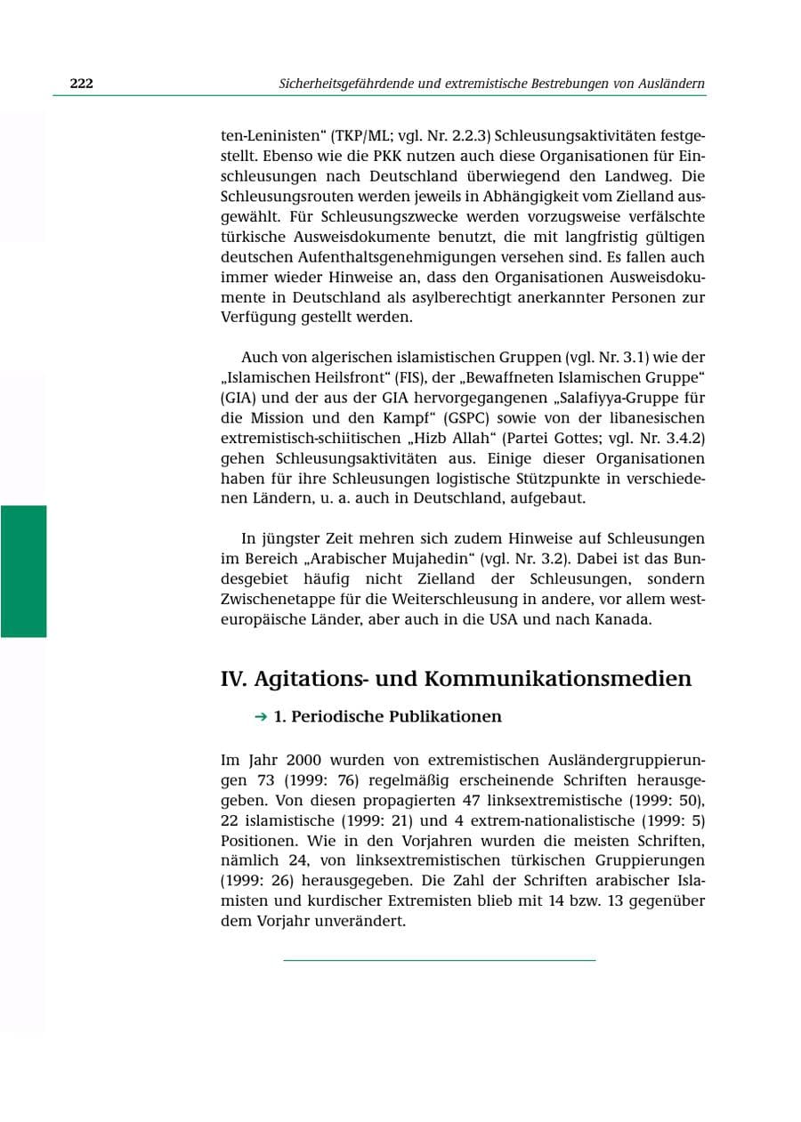 Seite 223 des Verfassungsschutzbericht 2000 Bund