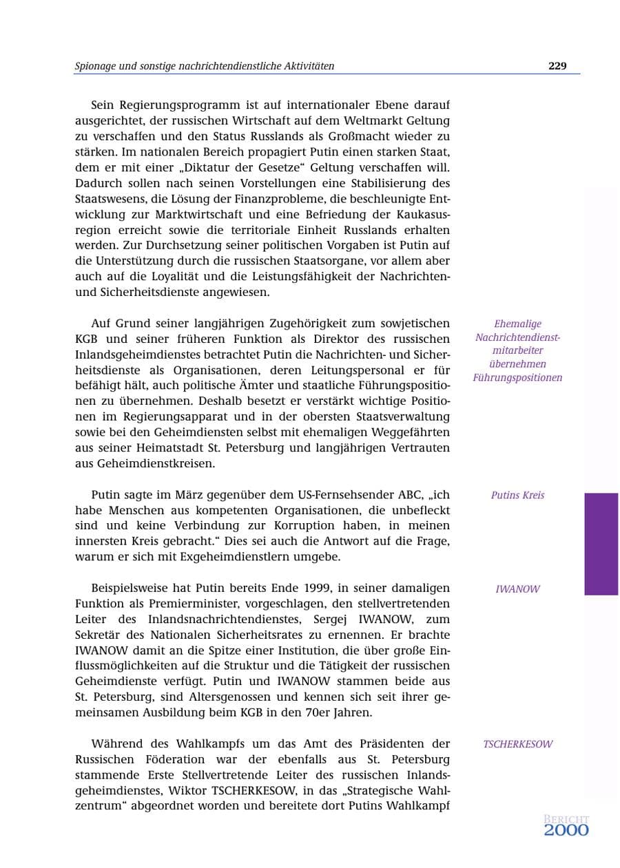 Seite 230 des Verfassungsschutzbericht 2000 Bund