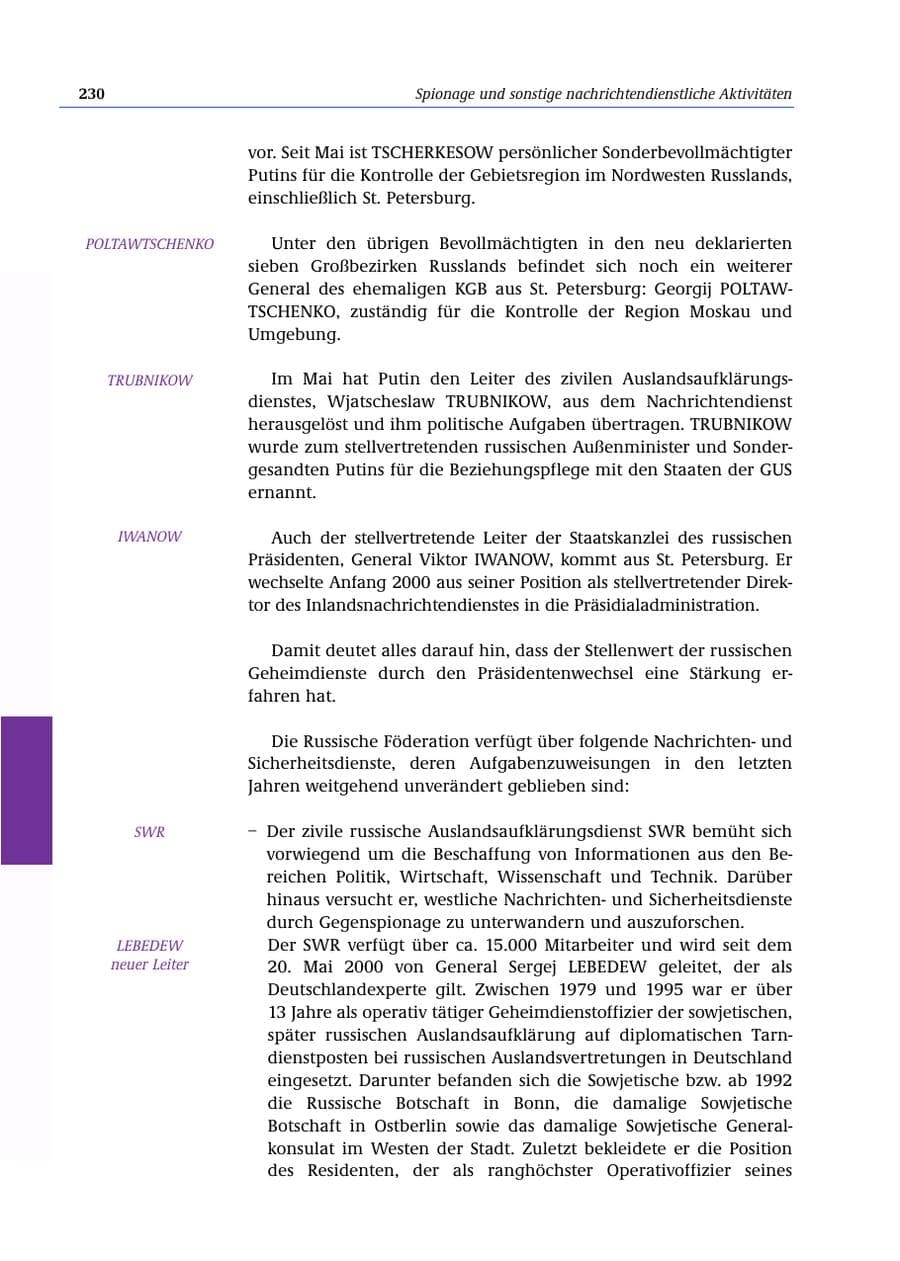 Seite 231 des Verfassungsschutzbericht 2000 Bund