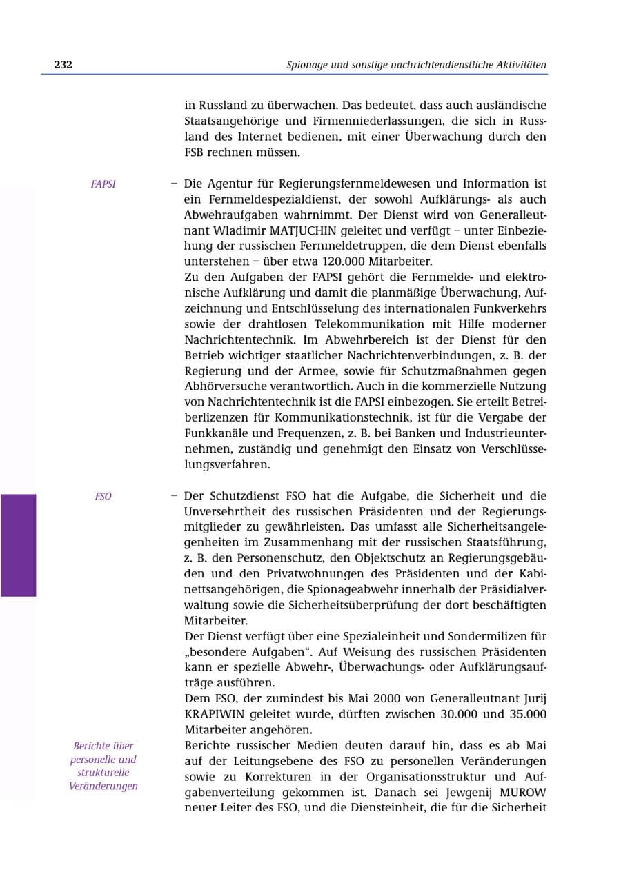 Seite 233 des Verfassungsschutzbericht 2000 Bund