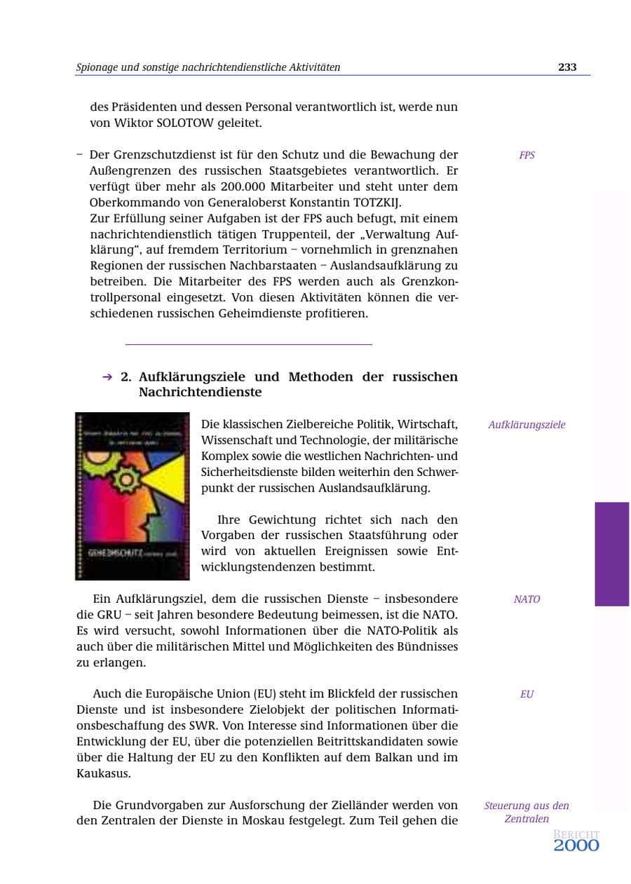 Seite 234 des Verfassungsschutzbericht 2000 Bund