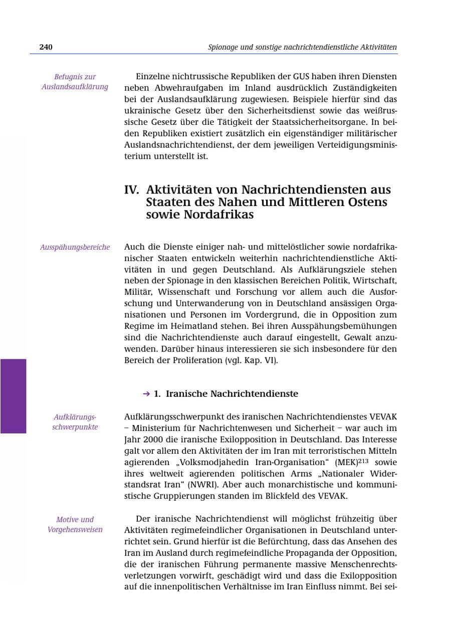 Seite 241 des Verfassungsschutzbericht 2000 Bund