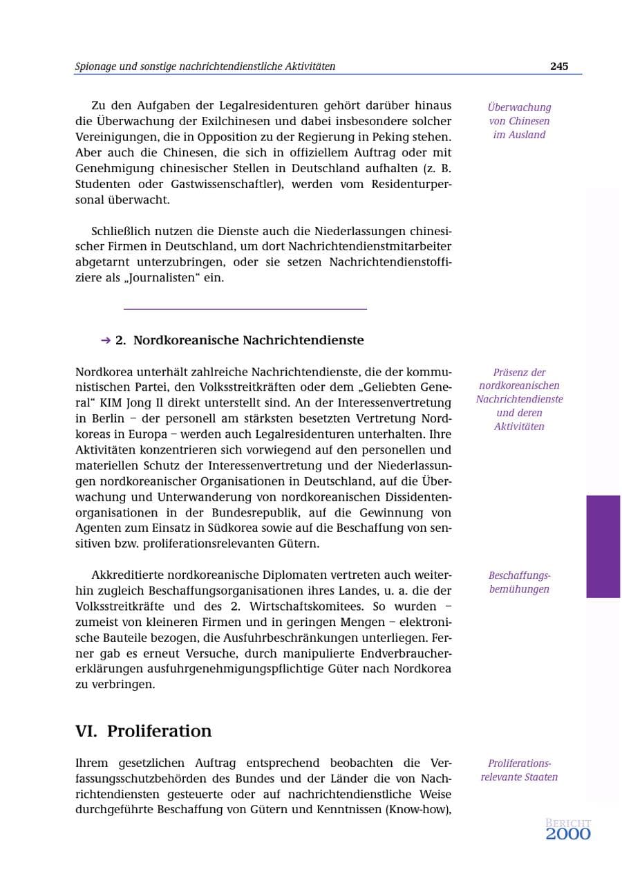 Seite 246 des Verfassungsschutzbericht 2000 Bund