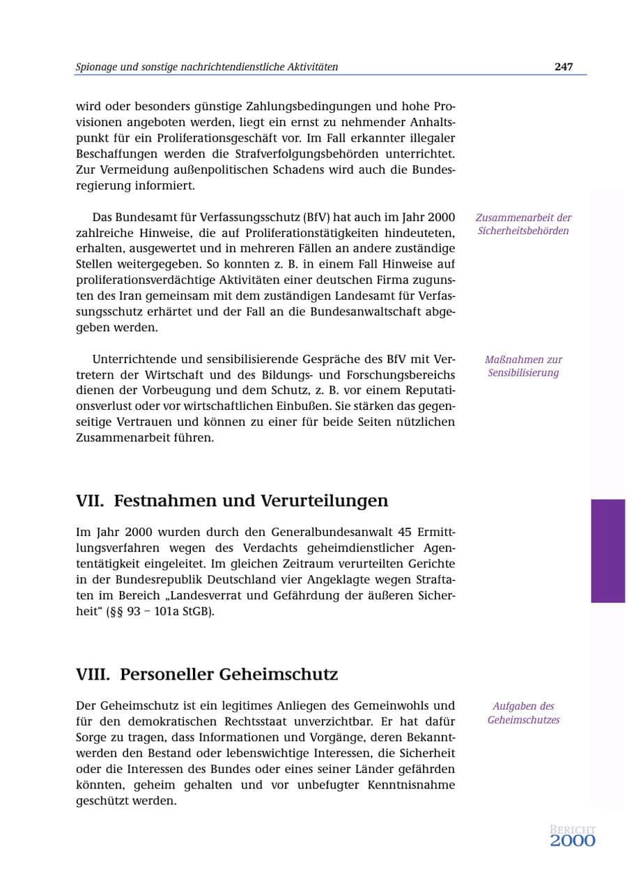 Seite 248 des Verfassungsschutzbericht 2000 Bund