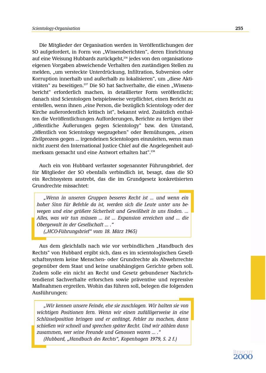 Seite 256 des Verfassungsschutzbericht 2000 Bund