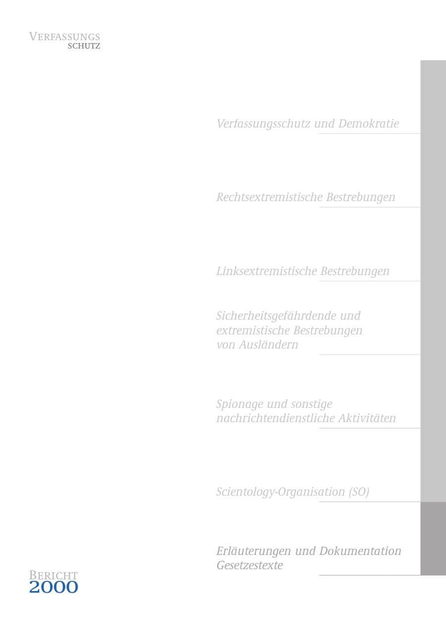 Seite 258 des Verfassungsschutzbericht 2000 Bund