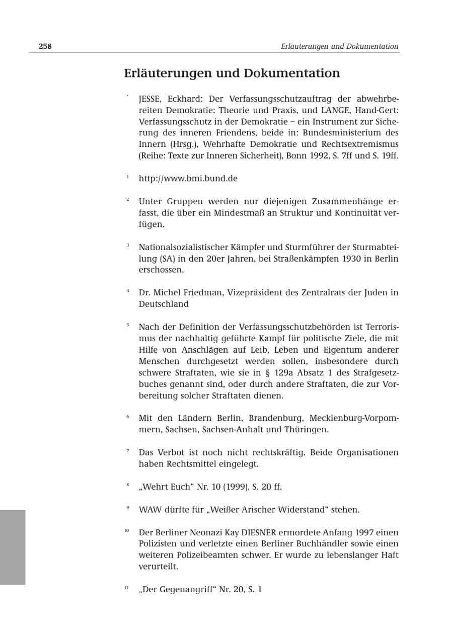 Seite 259 des Verfassungsschutzbericht 2000 Bund