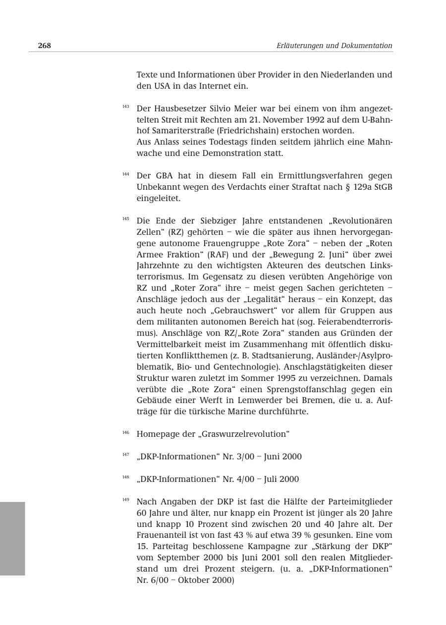 Seite 269 des Verfassungsschutzbericht 2000 Bund