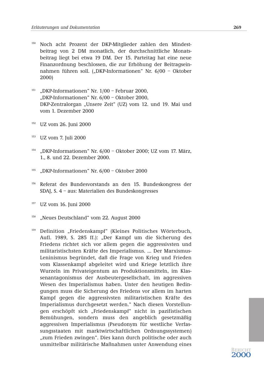 Seite 270 des Verfassungsschutzbericht 2000 Bund