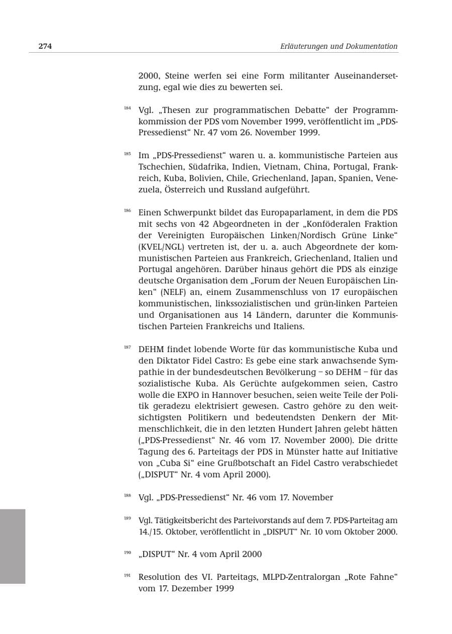 Seite 275 des Verfassungsschutzbericht 2000 Bund