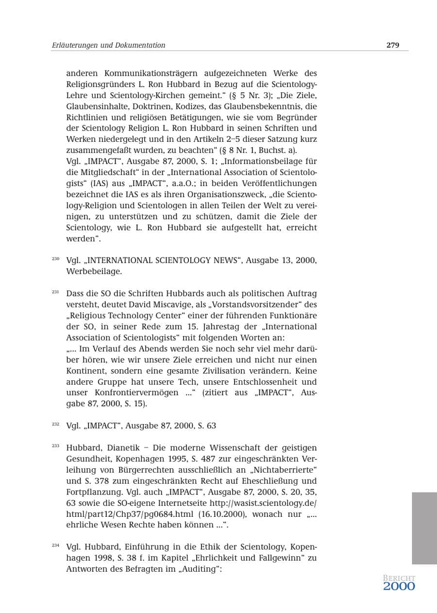 Seite 280 des Verfassungsschutzbericht 2000 Bund