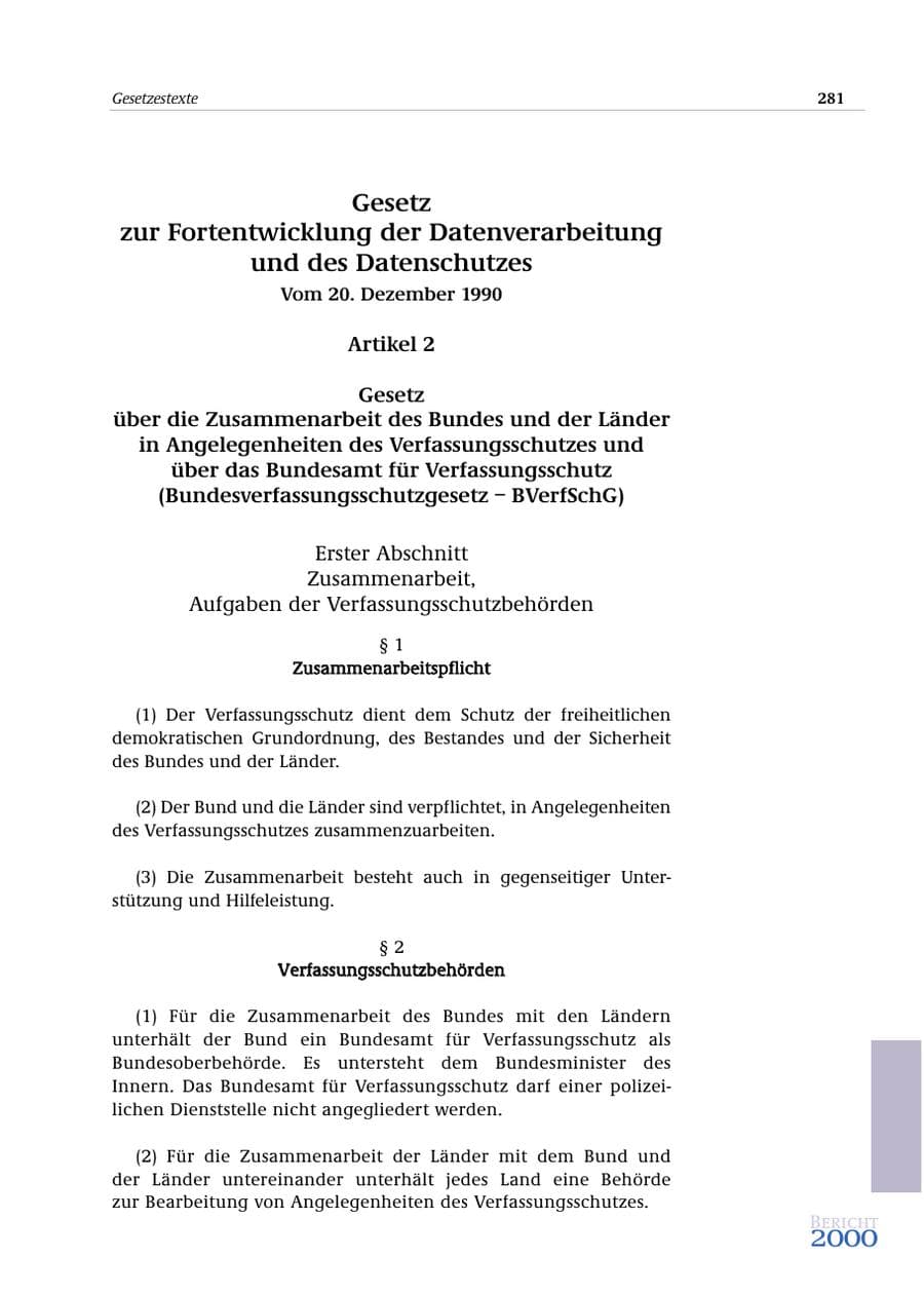Seite 282 des Verfassungsschutzbericht 2000 Bund