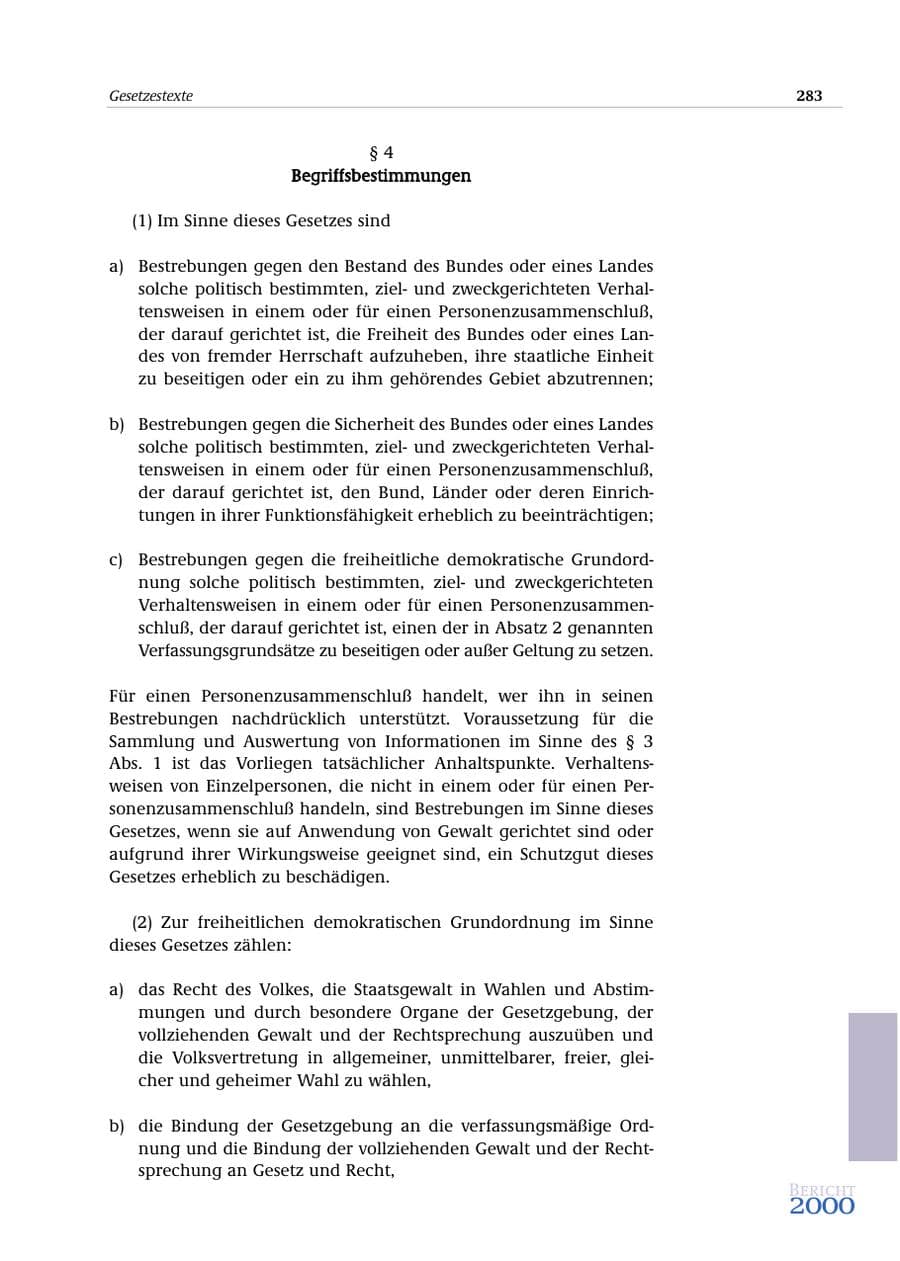 Seite 284 des Verfassungsschutzbericht 2000 Bund