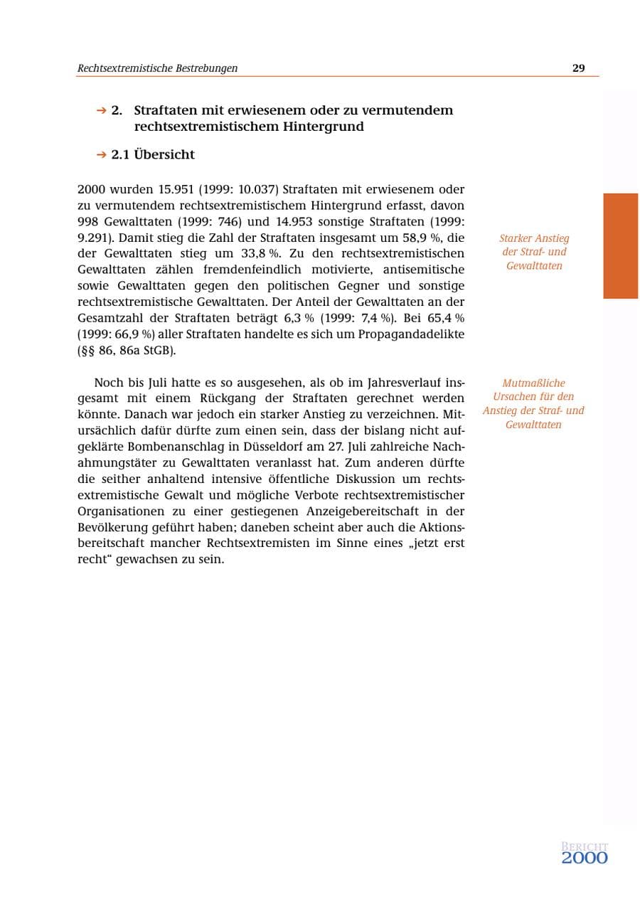Seite 30 des Verfassungsschutzbericht 2000 Bund
