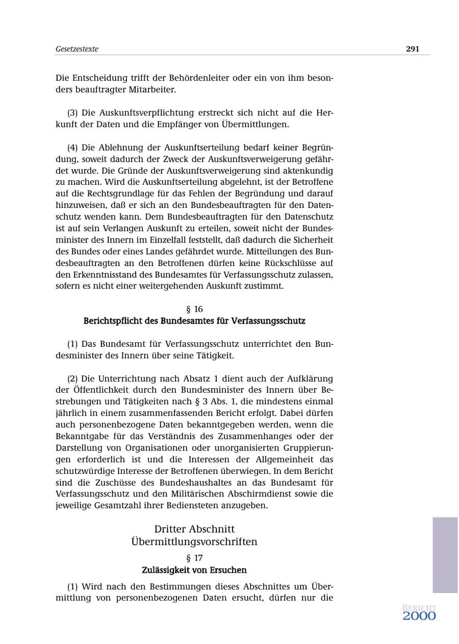 Seite 292 des Verfassungsschutzbericht 2000 Bund