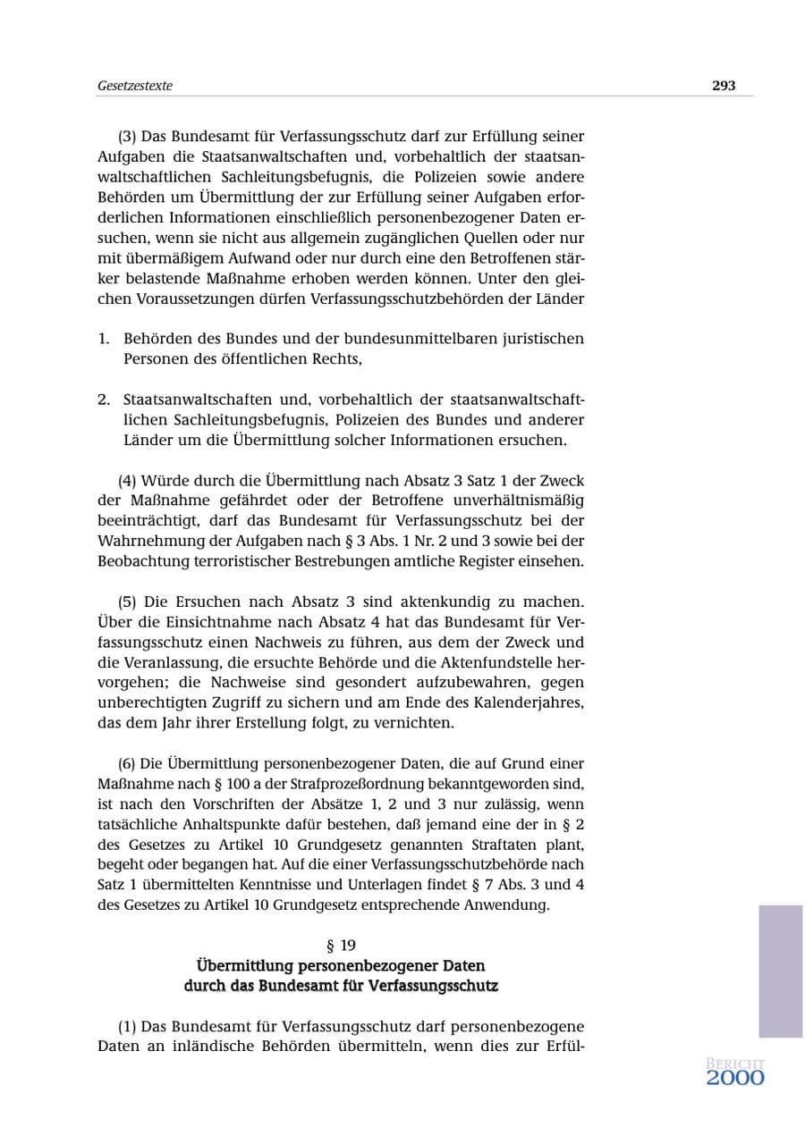 Seite 294 des Verfassungsschutzbericht 2000 Bund
