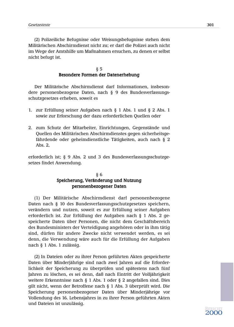 Seite 302 des Verfassungsschutzbericht 2000 Bund