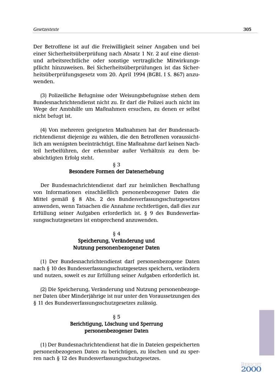 Seite 306 des Verfassungsschutzbericht 2000 Bund