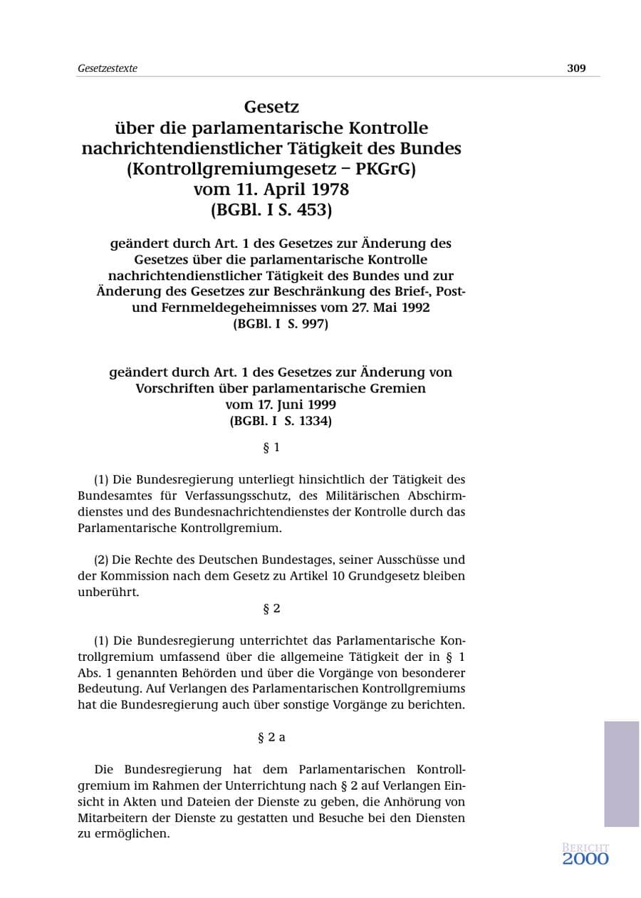 Seite 310 des Verfassungsschutzbericht 2000 Bund