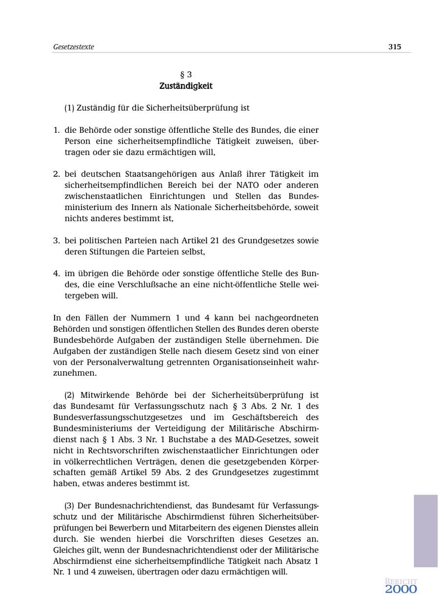Seite 316 des Verfassungsschutzbericht 2000 Bund