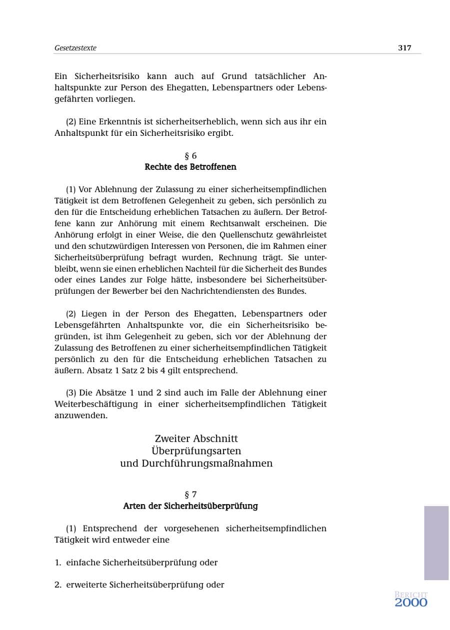 Seite 318 des Verfassungsschutzbericht 2000 Bund