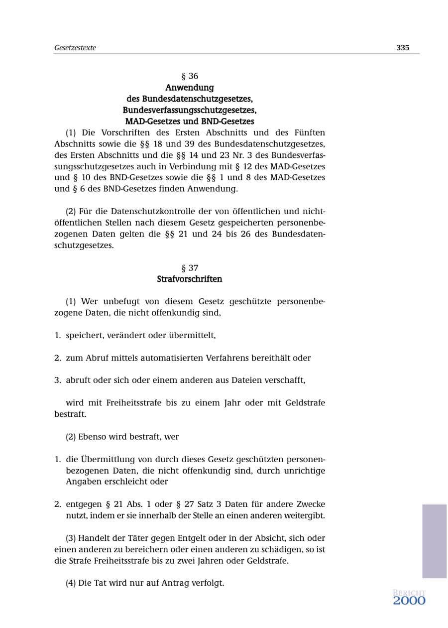 Seite 336 des Verfassungsschutzbericht 2000 Bund