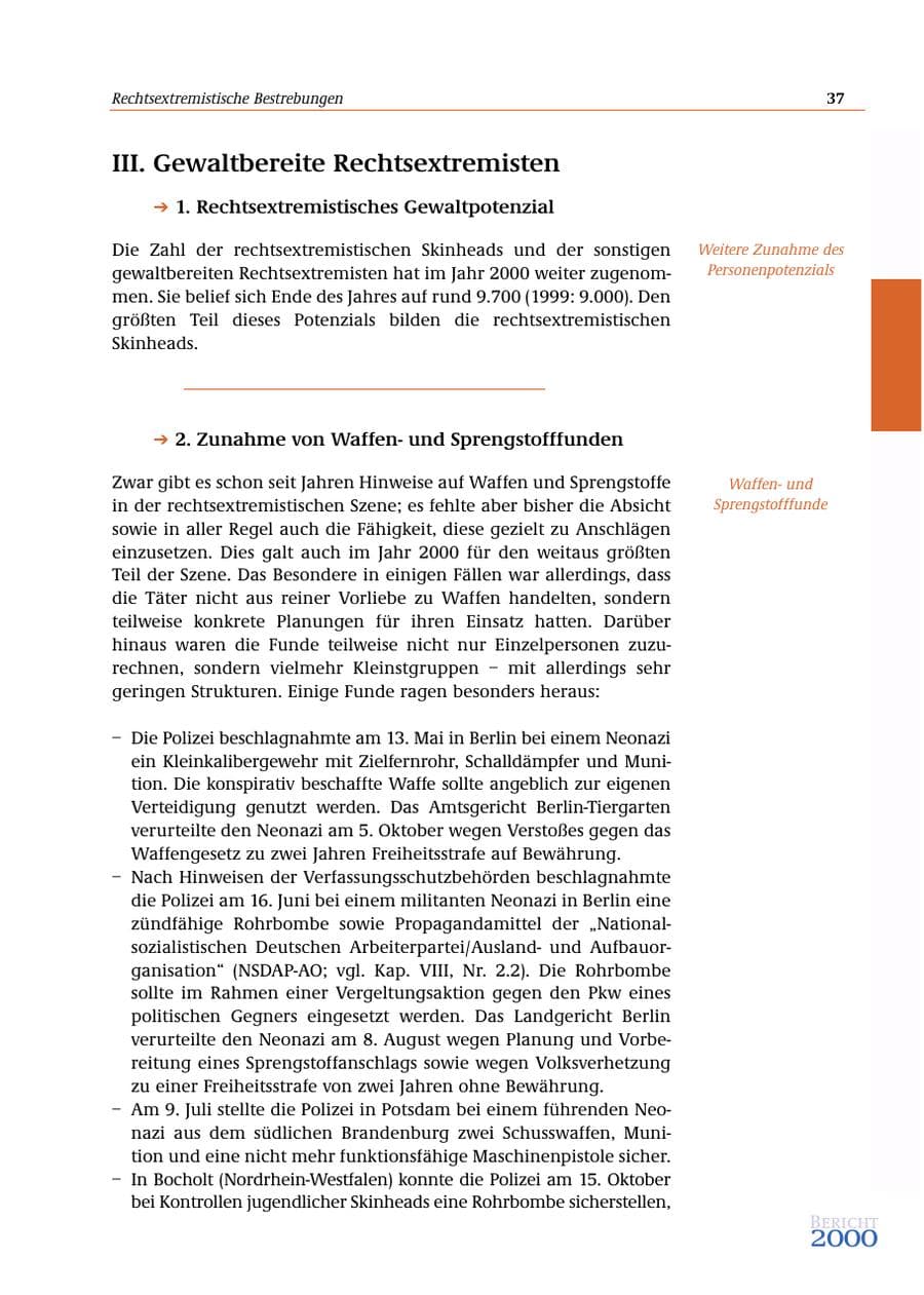 Seite 38 des Verfassungsschutzbericht 2000 Bund