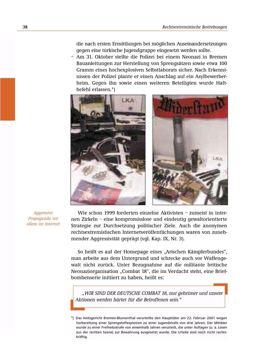 Seite 39 des Verfassungsschutzbericht 2000 Bund