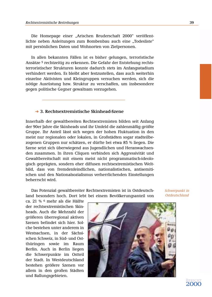 Seite 40 des Verfassungsschutzbericht 2000 Bund