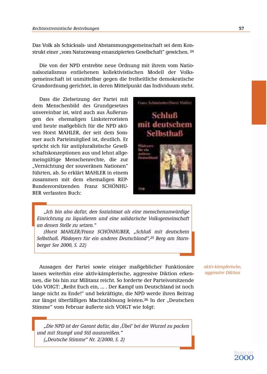 Seite 58 des Verfassungsschutzbericht 2000 Bund